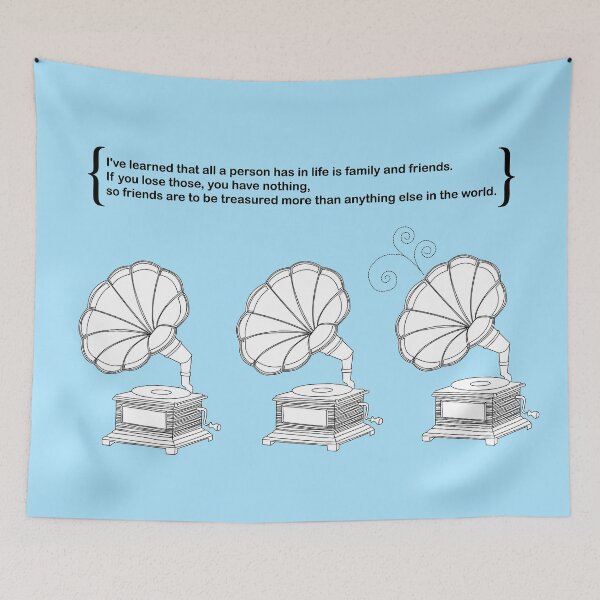 Item preview, Family and Friends Quote with Vintage Gramophones – Minimal Line Art Design designed and sold by dearjunie.
