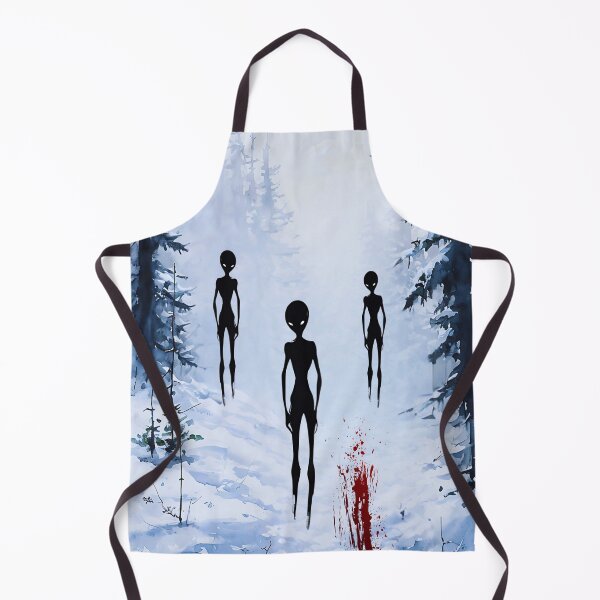 Item preview, Alien Encounter in the Winter Woods – Mysterious Sci-Fi Art designed and sold by Dino-Lune.