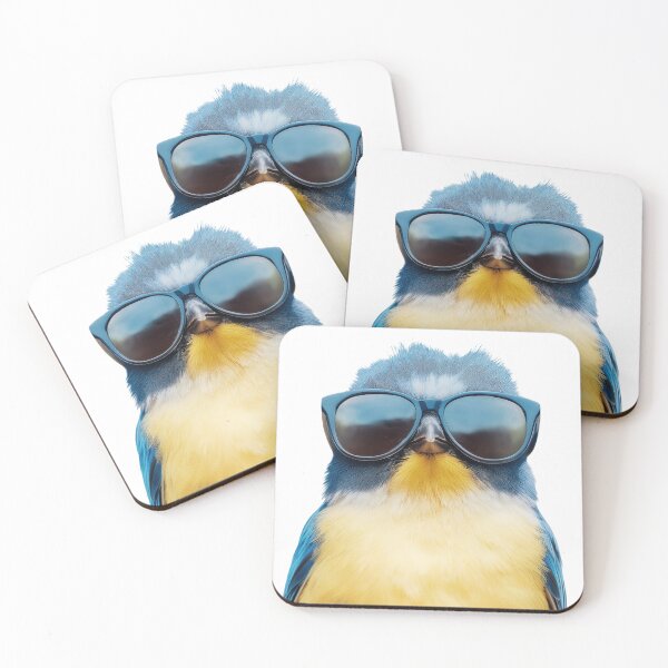 Item preview, Funny cool Blue tit Bird wearing sunglasses designed and sold by LazyOwlStore.