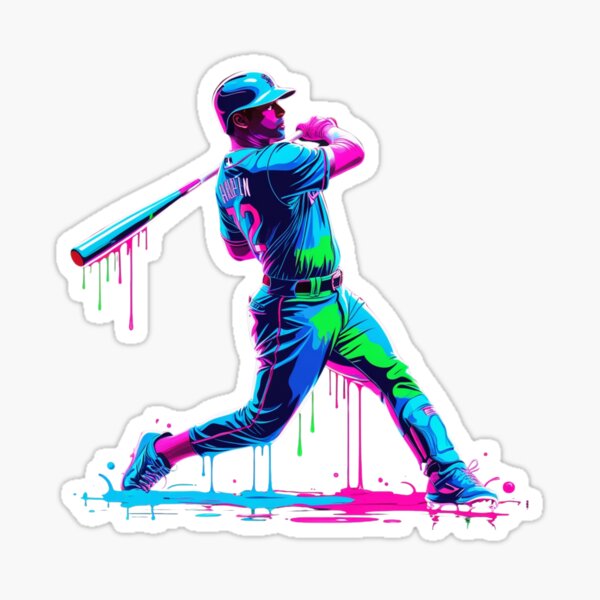Item preview, Neon Drip Baseball Player – Vibrant Sports Art designed and sold by haitrieuic96.