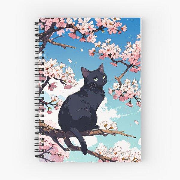 Item preview, Black Cat on Cherry Blossom designed and sold by Zini-ArtStudio.