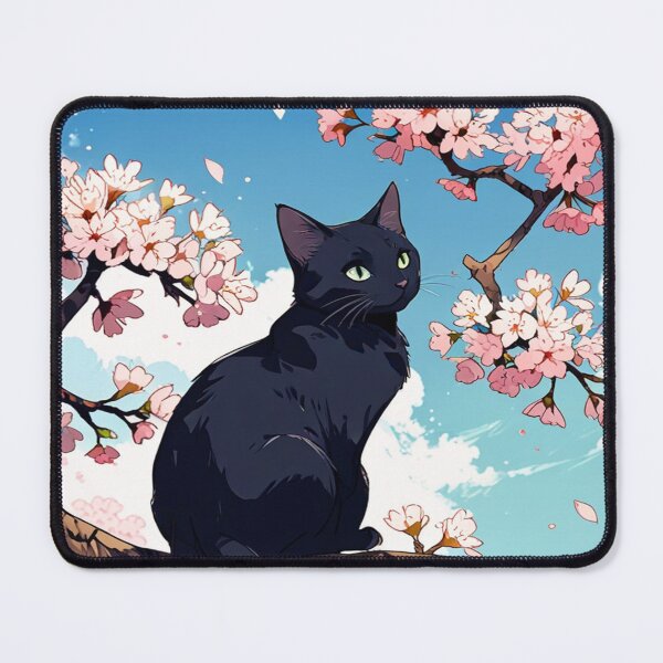 Item preview, Black Cat on Cherry Blossom designed and sold by Zini-ArtStudio.