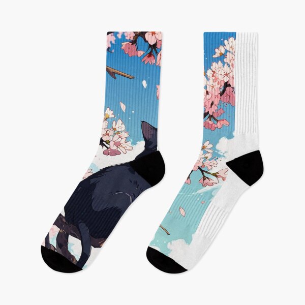 Item preview, Black Cat on Cherry Blossom designed and sold by Zini-ArtStudio.