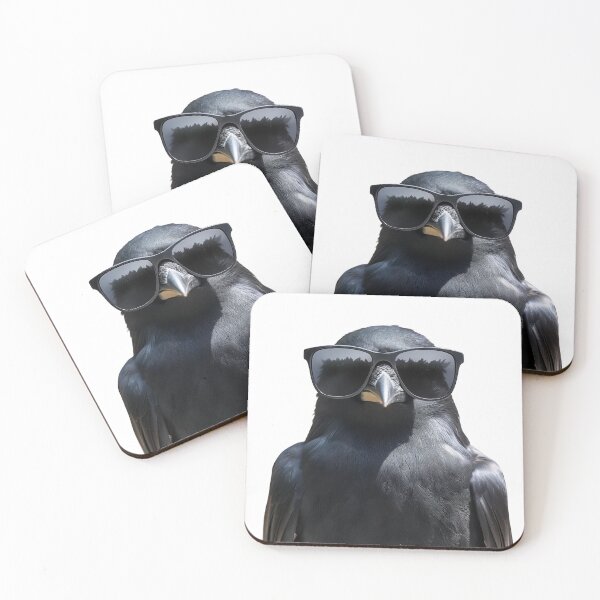 Item preview, Funny cool Carrion crow Bird wearing sunglasses designed and sold by LazyOwlStore.
