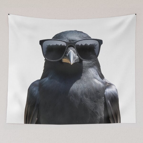 Item preview, Funny cool Carrion crow Bird wearing sunglasses designed and sold by LazyOwlStore.
