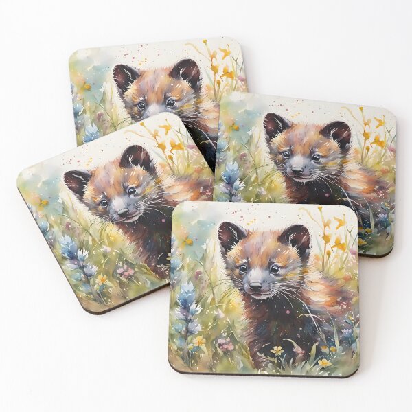 Item preview, A Pine Marten amongst colourful Wildflowers designed and sold by Country-Artist.
