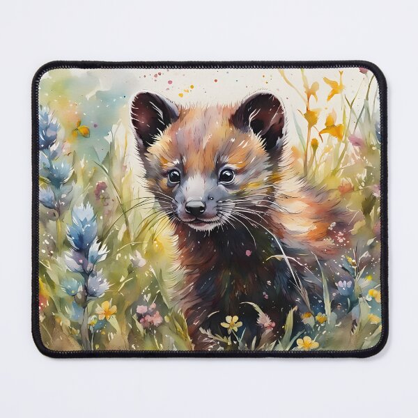Item preview, A Pine Marten amongst colourful Wildflowers designed and sold by Country-Artist.