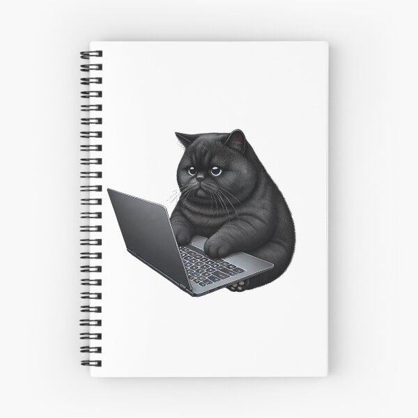 Item preview, Funny Chubby Black Cat Working on Laptop – Cute Work From Home Cat Design for T-Shirts, Stickers, and Gifts designed and sold by teetomorrow83.