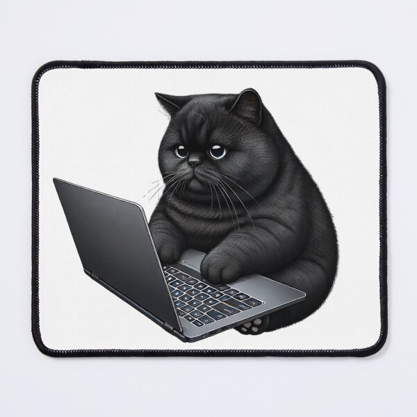 Item preview, Funny Chubby Black Cat Working on Laptop – Cute Work From Home Cat Design for T-Shirts, Stickers, and Gifts designed and sold by teetomorrow83.