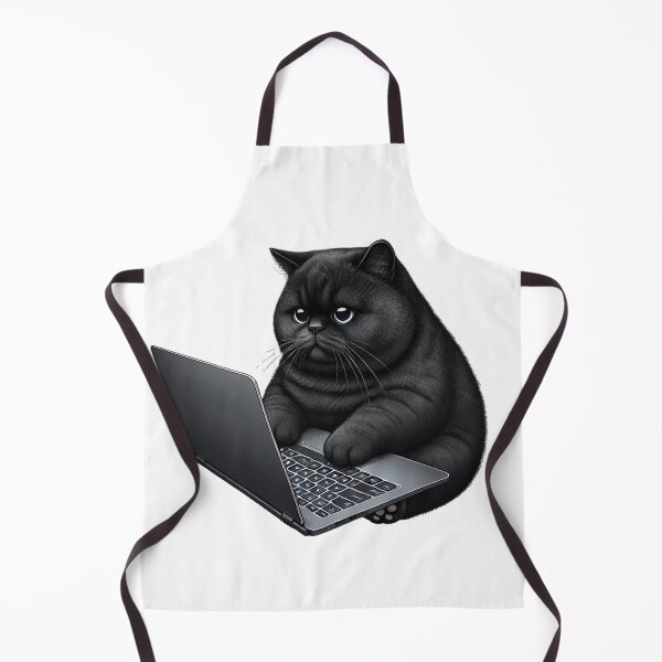 Item preview, Funny Chubby Black Cat Working on Laptop – Cute Work From Home Cat Design for T-Shirts, Stickers, and Gifts designed and sold by teetomorrow83.