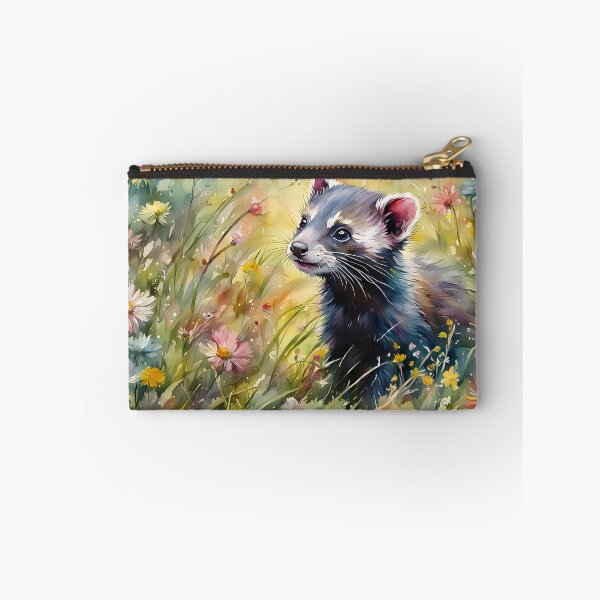 Item preview, A Young Polecat in a Colourful Wildflower Meadow designed and sold by Country-Artist.