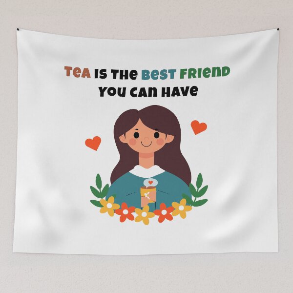Item preview, Tea is the Best Friend - Girl Holding Tea Cup Illustration designed and sold by Tulip Creators by This Definition.