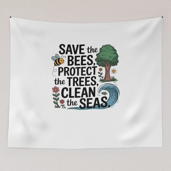 Item preview, Save the bees, protect the trees, clean the seas designed and sold by Mateusz Majcherek.