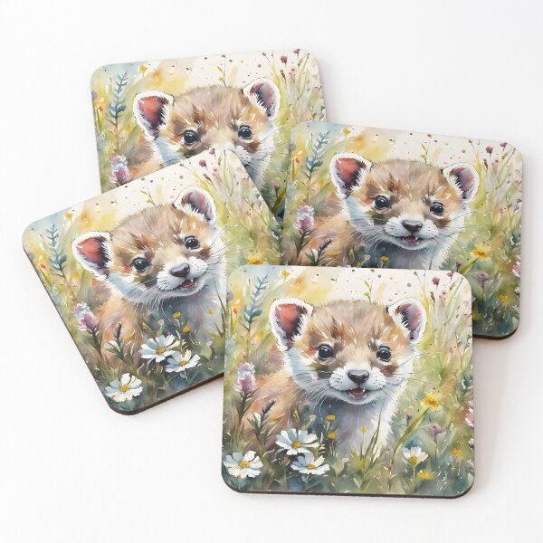 Item preview, A Young Stoat (Kit) amongst Wildflowers designed and sold by Country-Artist.