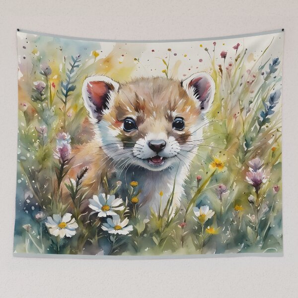 Item preview, A Young Stoat (Kit) amongst Wildflowers designed and sold by Country-Artist.