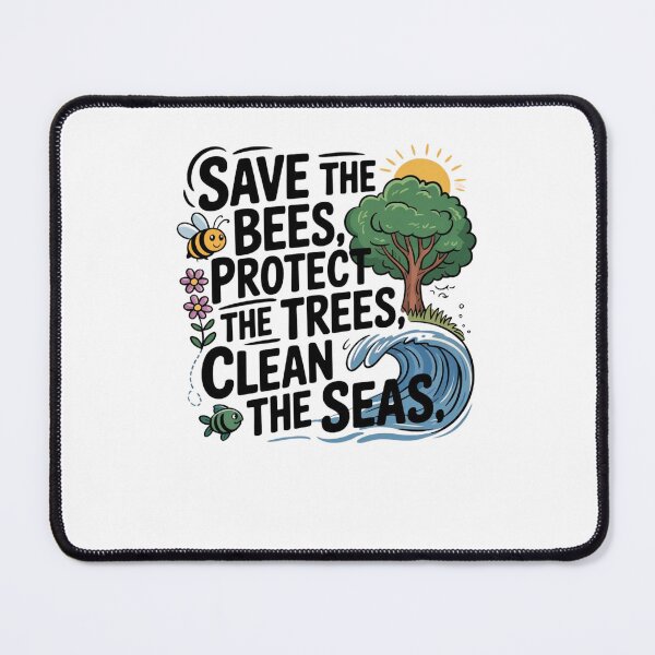 Item preview, Save the bees, protect the trees, clean the seas designed and sold by Mateusz Majcherek.