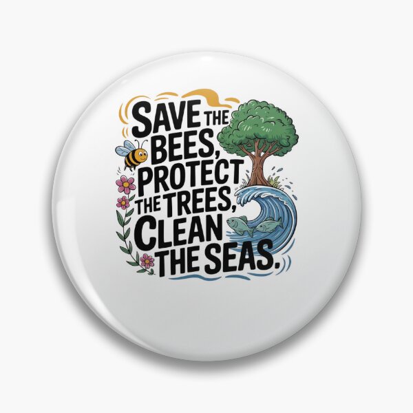 Item preview, Save the bees, protect the trees, clean the seas designed and sold by Mateusz Majcherek.