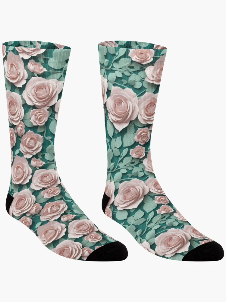Thumbnail 3 of 5, Socks, Paper Roses Pattern Design (3D) 16 designed and sold by Domo-Design.