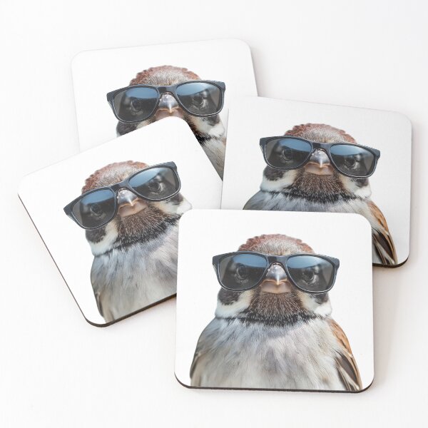 Item preview, Funny cool House sparrow bird wearing sunglasses designed and sold by LazyOwlStore.