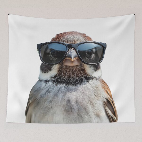 Item preview, Funny cool House sparrow bird wearing sunglasses designed and sold by LazyOwlStore.