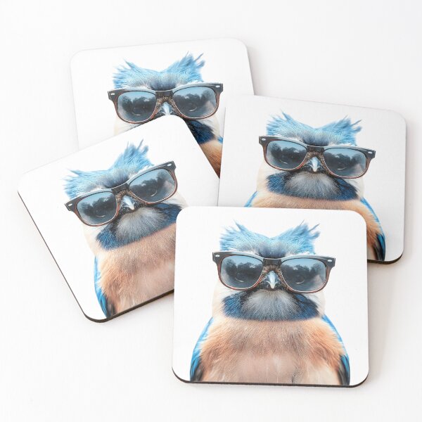 Item preview, Funny cool Blue jay bird wearing sunglasses designed and sold by LazyOwlStore.