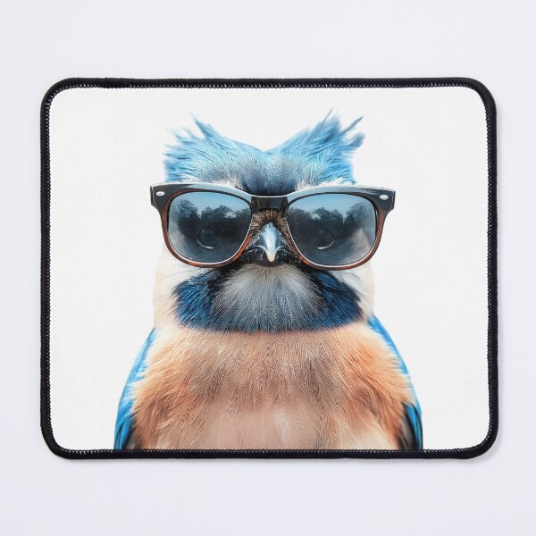 Item preview, Funny cool Blue jay bird wearing sunglasses designed and sold by LazyOwlStore.