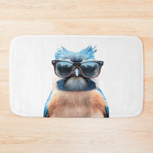 Item preview, Funny cool Blue jay bird wearing sunglasses designed and sold by LazyOwlStore.