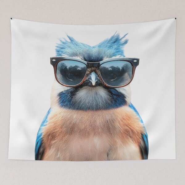 Item preview, Funny cool Blue jay bird wearing sunglasses designed and sold by LazyOwlStore.