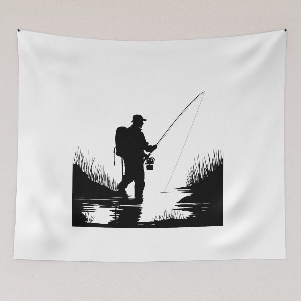 Item preview, Hand drawn fly fisherman designed and sold by Sweetvoilet.