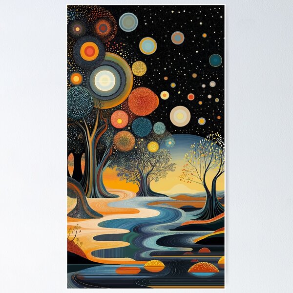 Item preview, Surreal Floating Islands with a River of Stars – Dreamlike Landscape designed and sold by Moss and Moon Studio.