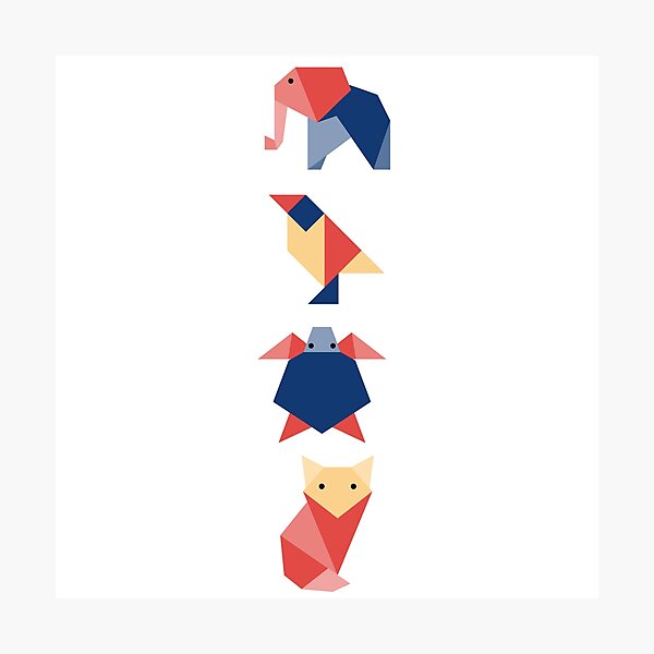 Item preview, Geometric Origami Animals – Minimalist Bird Origami & Wildlife Art designed and sold by Memorph.