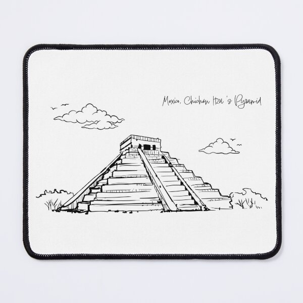 Item preview, Mexico, Chichen Itza Pyramid Line Art - Minimalist Mexico Ancient Landmark Illustration designed and sold by Art of Ngu.