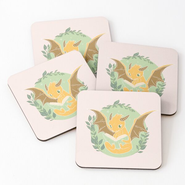 Item preview, Golden Cute Dragon Reading a Book - Whimsical and Bookish Fantasy designed and sold by Jess.a.creates.