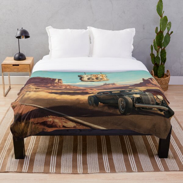 Item preview, 1930s hot rod speeding down Route 66 designed and sold by Random Designs.