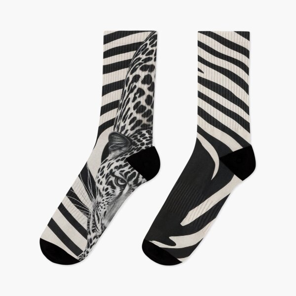 Item preview, Stylized black and white leopard walking on intricate spiral pattern  designed and sold by olenapetol.