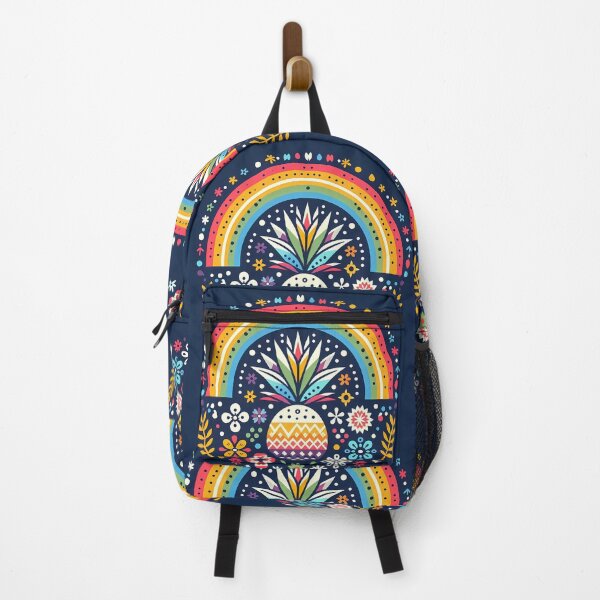Item preview, Scandinavian Folk Art Pineapple – Rainbow and Floral Design by heidiannemorris designed and sold by FOLK ART FUSION by heidiannemorris.