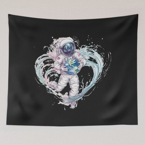 Item preview, Astronaut with Earth and Heart – Cosmic T-Shirt, Romantic Sticker with Space Art Design designed and sold by Zentuary.