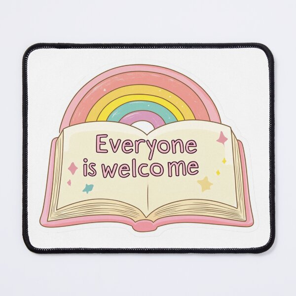 Item preview, Everyone is welcome. Cute Rainbow and Book Art with Inclusive Message designed and sold by Anastasiia Yurevych.
