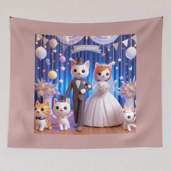 Item preview, Cute Cartoon Cat Wedding Art Print - Funny Misspelled designed and sold by choder61.