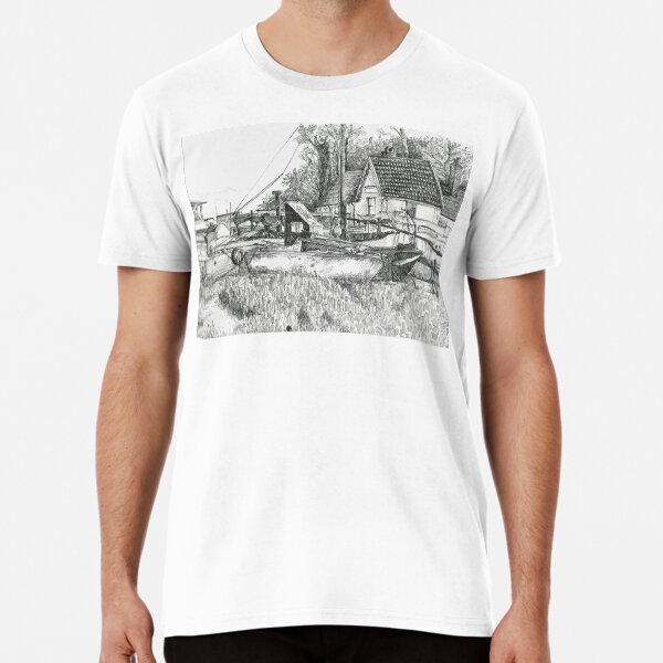 Item preview, Sketch of Pub and Barge Composition, ink Fineliners designed and sold by EastersArt.