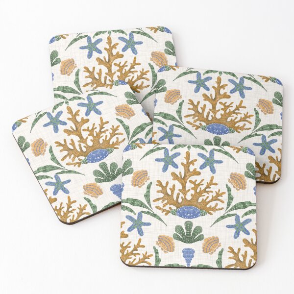 Item preview, Aquatic Wonders seamless pattern, pattern features a marine theme with elements such as coral, sea stars, and various shells. designed and sold by NelenaArt.