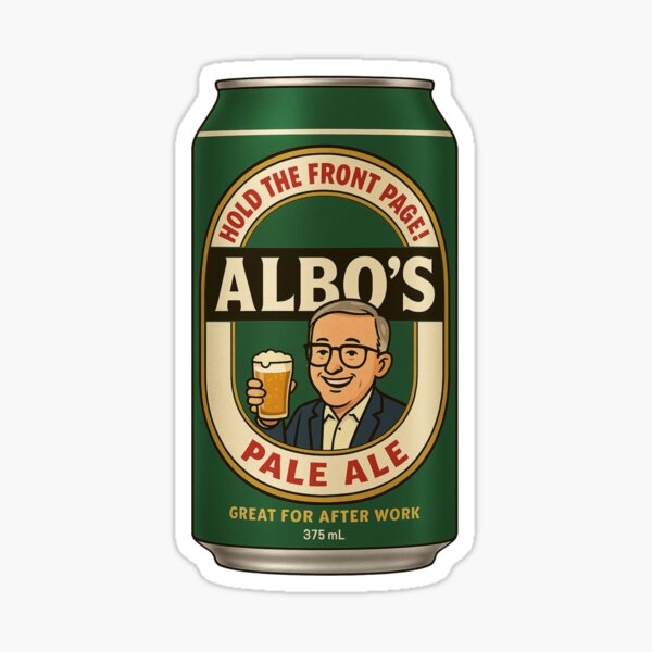 Vista previa del artículo con la obra «A Albo le gusta tomar una cerveza después del trabajo Diseño de lata», diseñado y vendido por imaginewoefully.