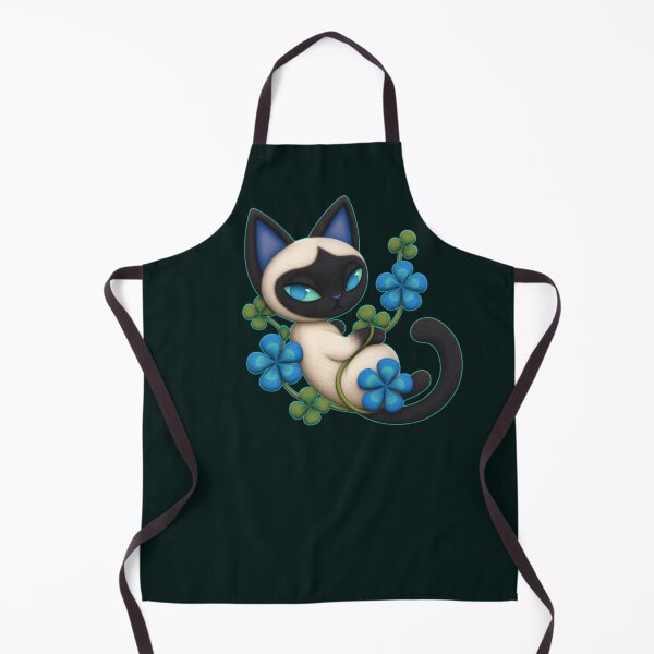 Item preview, Cute Enchanted Siamese Cat with Lucky Clover – Whimsical Digital Art designed and sold by Tabble-Dabble.
