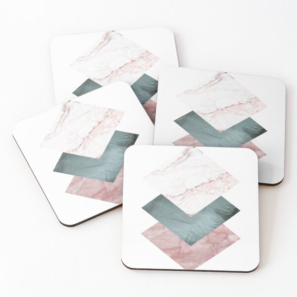 Item preview, Abstract square - marble, green feathers designed and sold by LiskoDesign.