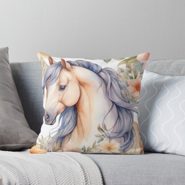 Item preview, Watercolor Horse with Floral Background – Elegant Equine Art Print designed and sold by Artforhorse.