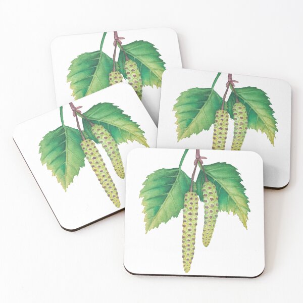Item preview, Watercolor birch leaves and catkins designed and sold by Ekaterina Glazkova.