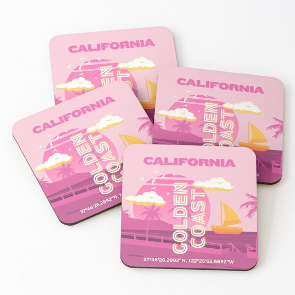 Aperçu de l'œuvre Californie, Art de voyage, Preppy, Rose créée et vendue par Magic Love Art Print.