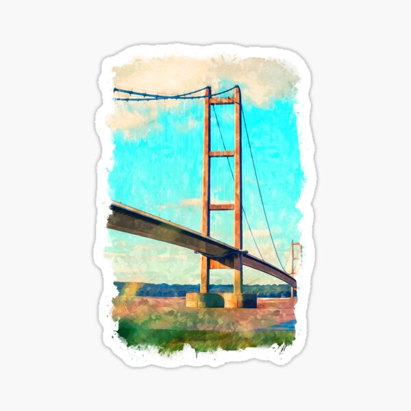 Item preview, Humber Bridge Hull Watercolor Art Print designed and sold by InspireSticker.