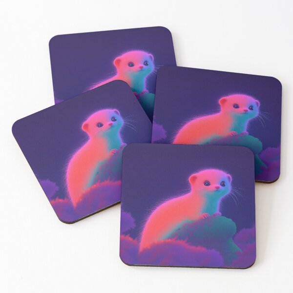 Item preview, Neon Ferret Glow - Cute Fantasy Animal in Dreamy Lightscape designed and sold by Art of Ngu.