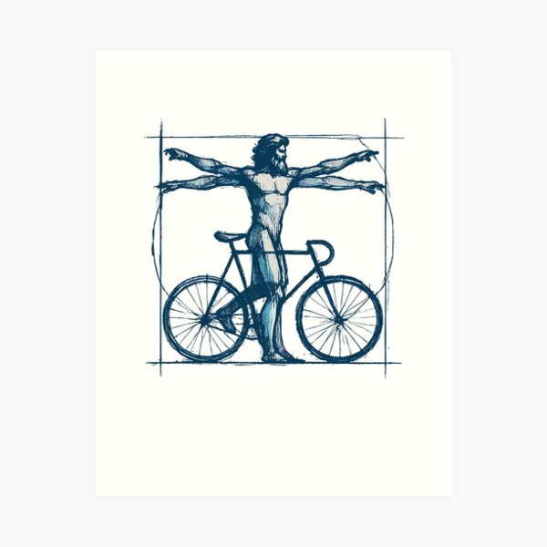 Item preview, Bicycle Vitruvian Man Cyclist Art designed and sold by LuminOrb.